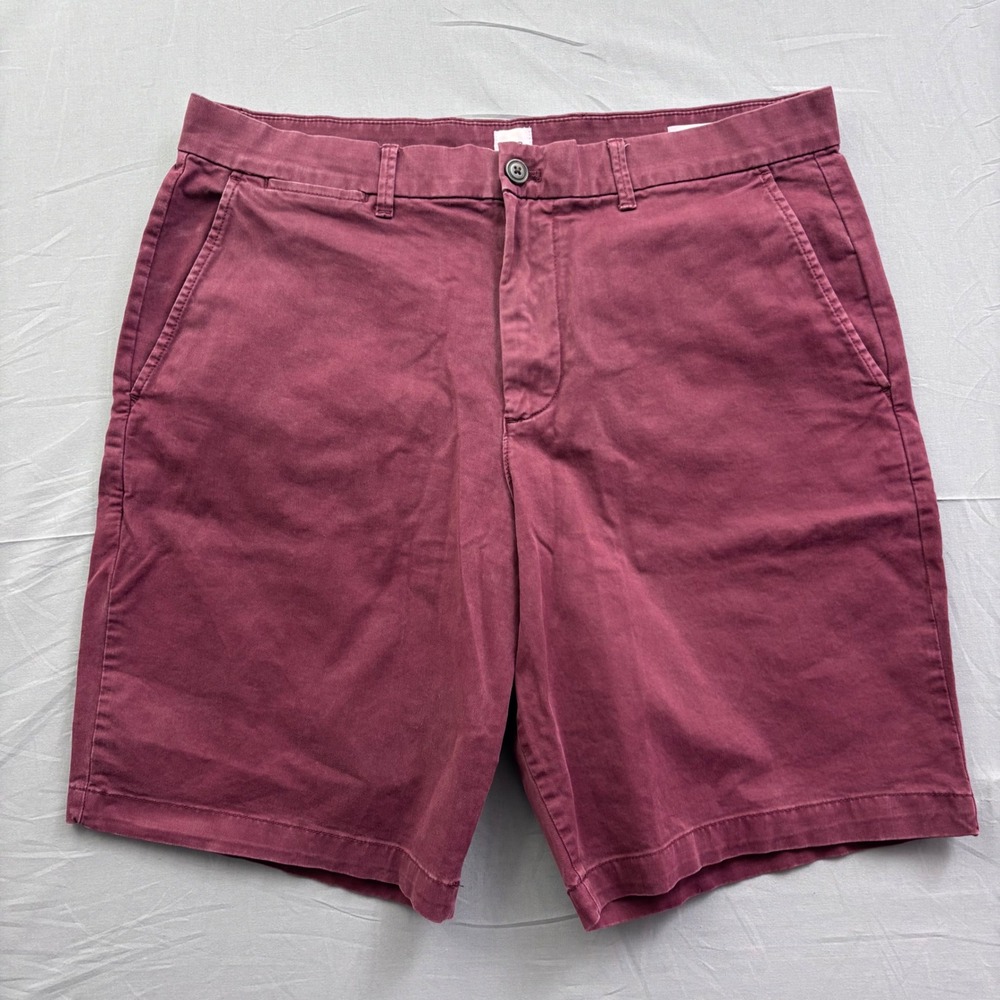 Gap Mens Lived-In Stretch Chino Shorts 34 Burgundy Maroon 10" Inseam Flat Front